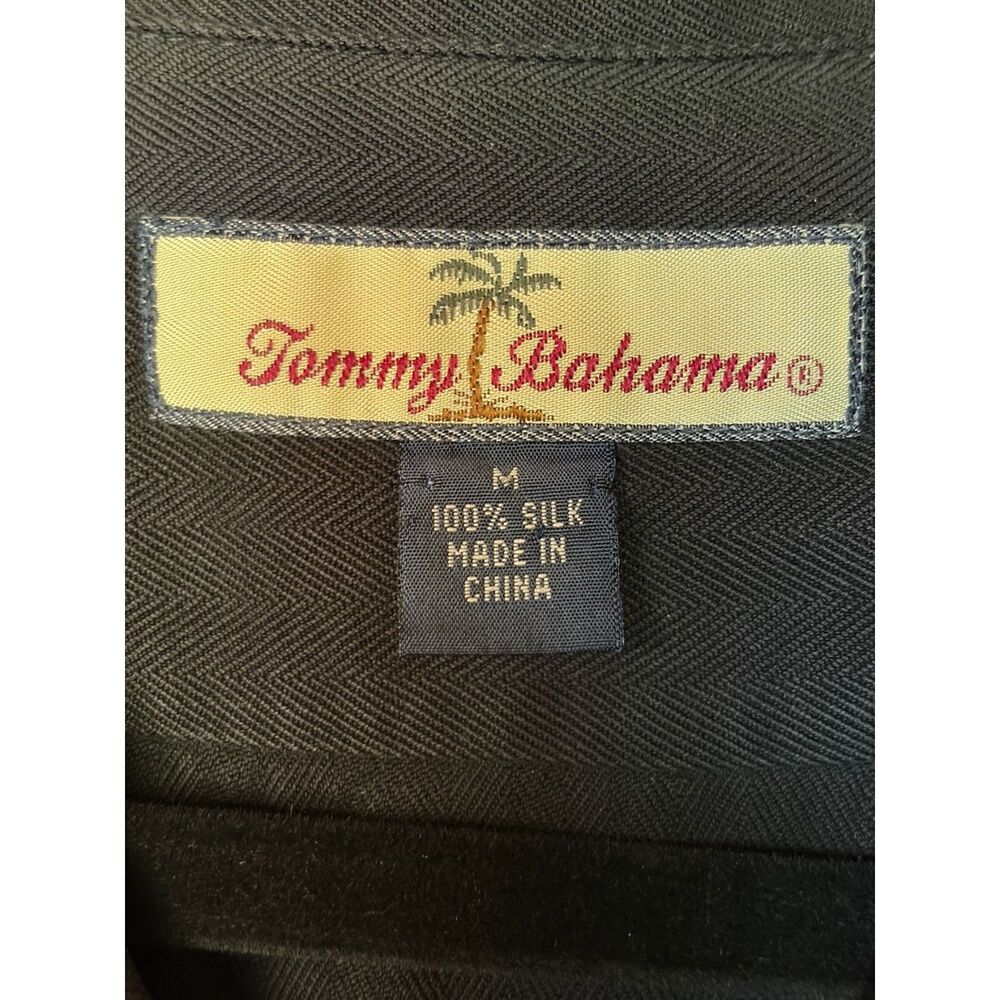 Tommy Bahama Embroidered Dining Dancing Diving Silk Camp Shirt Mens Medium Black - Picture 6 of 7